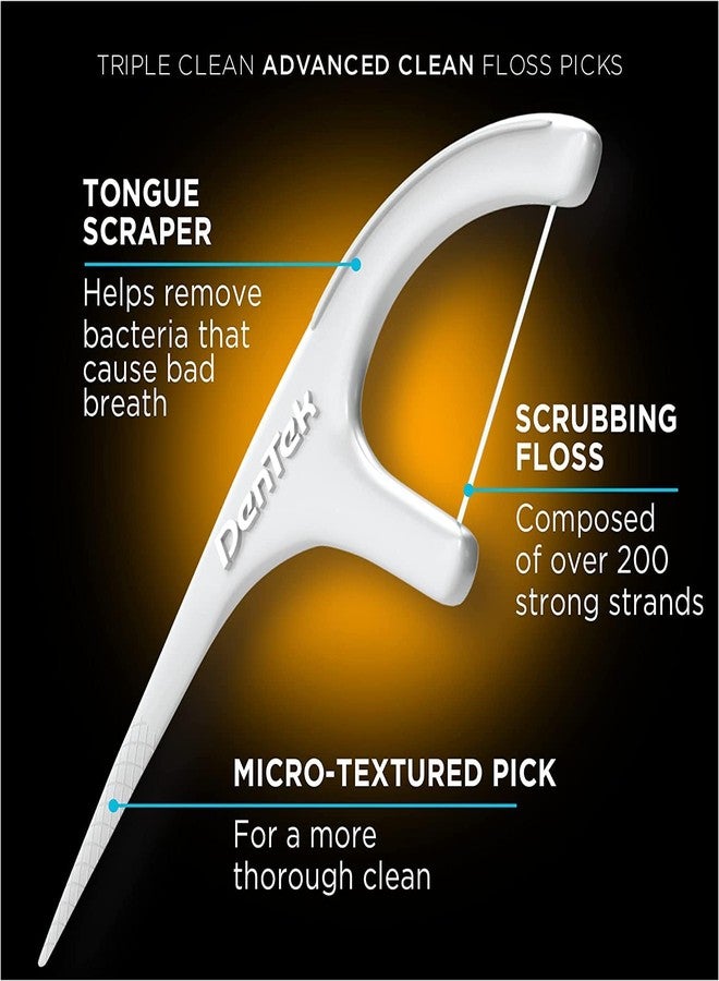 دينتك أعواد تنظيف الأسنان DenTek Triple Clean Advanced Clean Floss Picks، خيط تنظيف لا ينكسر ولا يتمزق، 20 قطعة (عبوة من 8 قطع) - Image 4